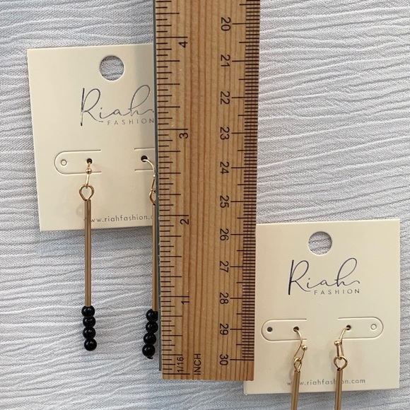 Riah White/Opal & Tan Bead Hook Dangle Earrings 2 sets - Picture 6 of 6